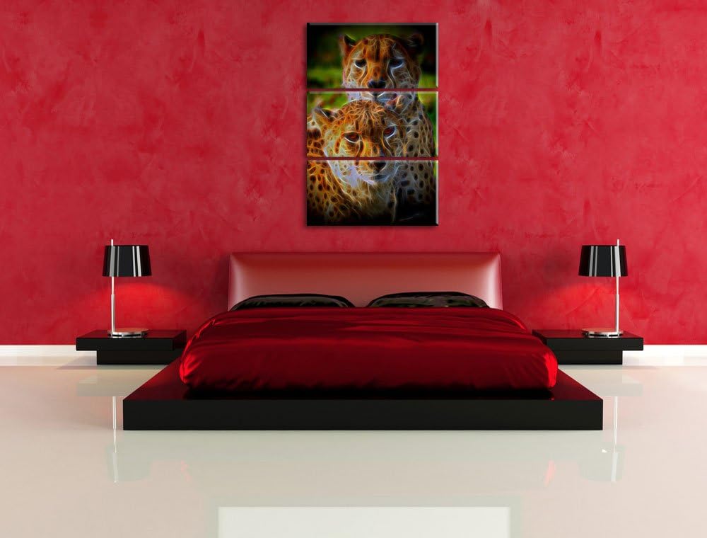 schönes Geparden-Paar NewArt 3-Teiler Leinwandbild 120x80 Bild auf Leinwand, XXL riesige Bilder fert