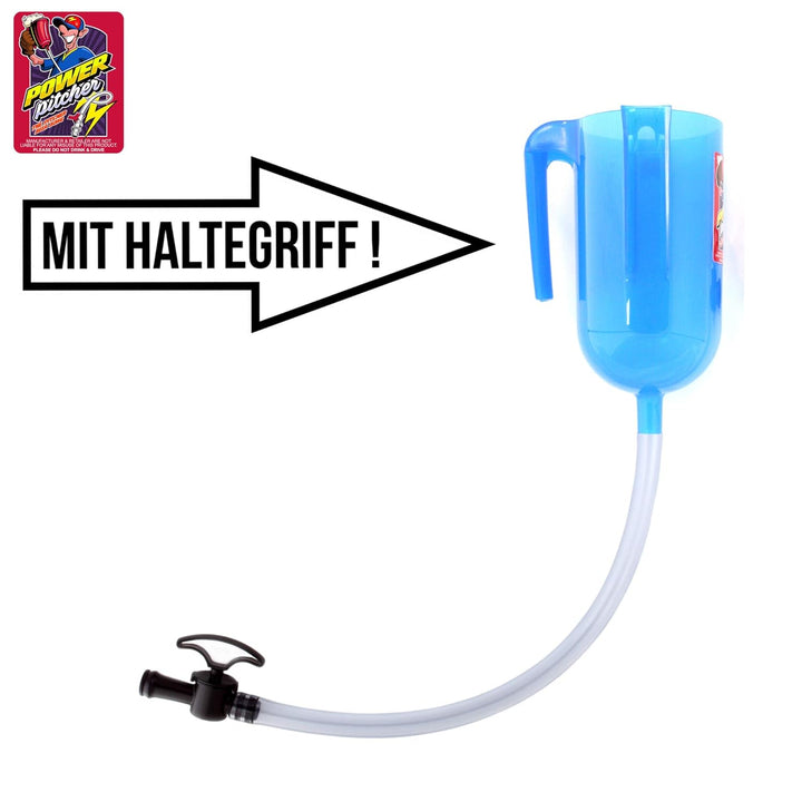 POWER PITCHER Bier-Bong | Premium Party Bier-Trichter | 2 Liter | mit Griff | inkl NEUES Ventil | Be