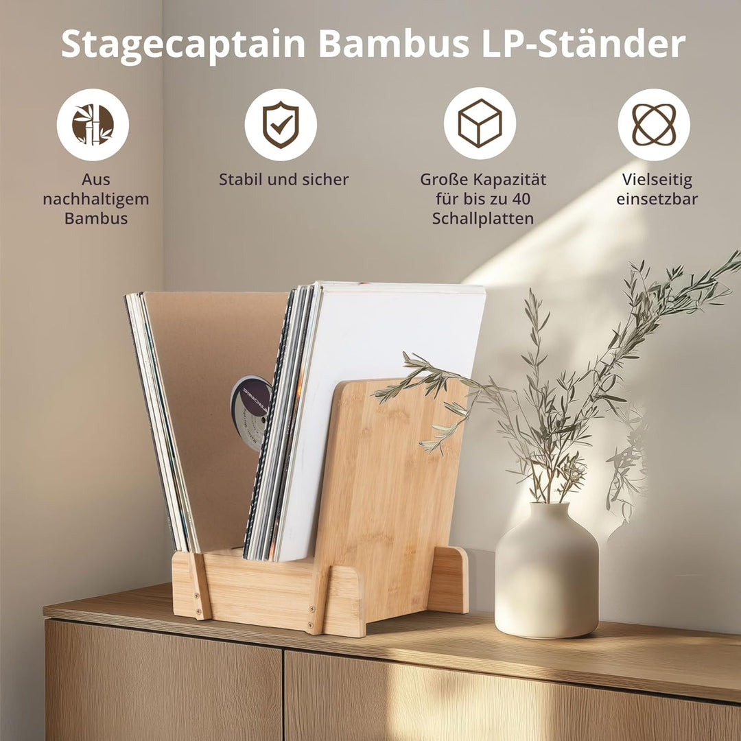 Stagecaptain LPSB-40 Bambus LP-Ständer Regal - Aufbewahrungs-Box für Vinyl-Schallplatten und mehr -