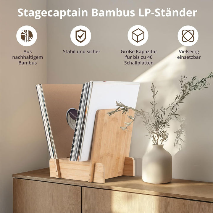 Stagecaptain LPSB-40 Bambus LP-Ständer Regal - Aufbewahrungs-Box für Vinyl-Schallplatten und mehr -