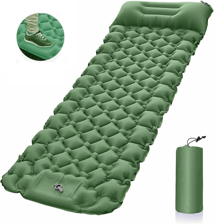 Isomatte Camping Schlafmatte, Aufblasbare Isomatte Ultraleicht, Sleeping Isomatte mit Kissen & Fussp