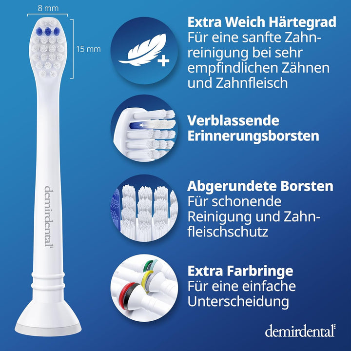 8er demirdental Ersatzbürsten passend für Philips Sonicare, Mini Extra Soft Aufsätze & Aufsteckbürst