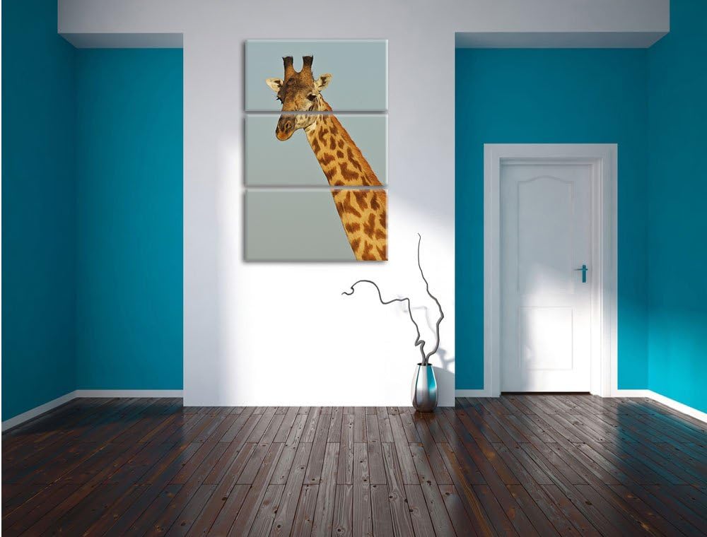 Pixxprint majestätische Giraffe als Leinwandbild/Grösse: 3 Teilig (120x80) cm/Wandbild/Kunstdruck/fe