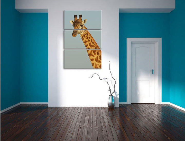 Pixxprint majestätische Giraffe als Leinwandbild/Grösse: 3 Teilig (120x80) cm/Wandbild/Kunstdruck/fe