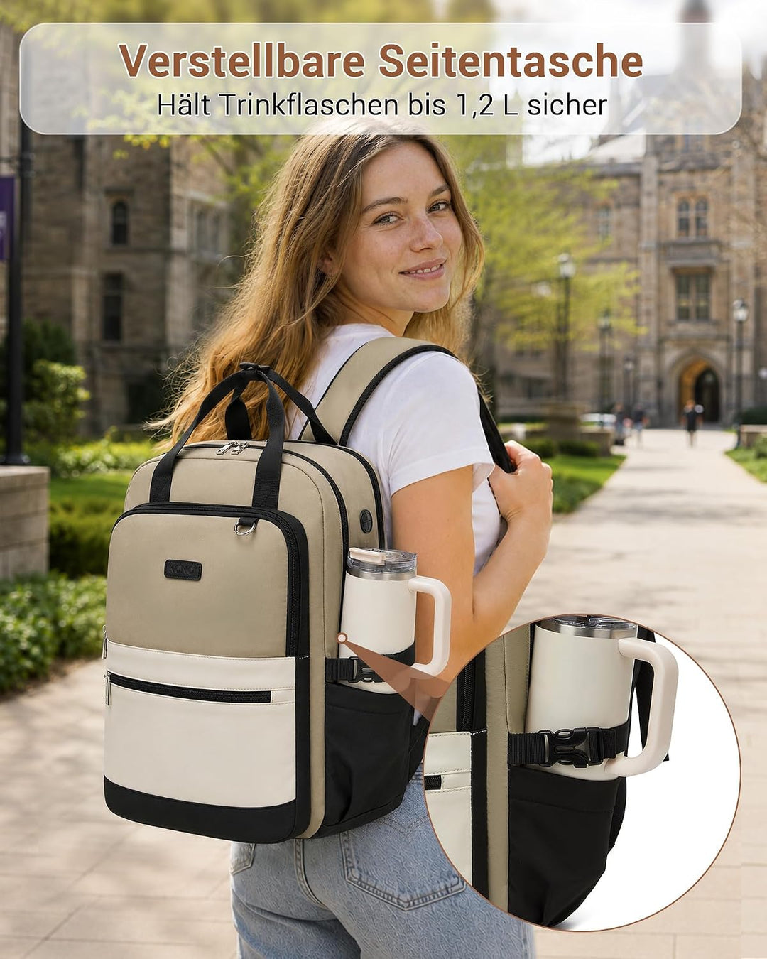 KONO Rucksack Damen 15,6 Zoll Laptop Rucksack Damen, Schulrucksack Elegant, Business Daypack mit vie
