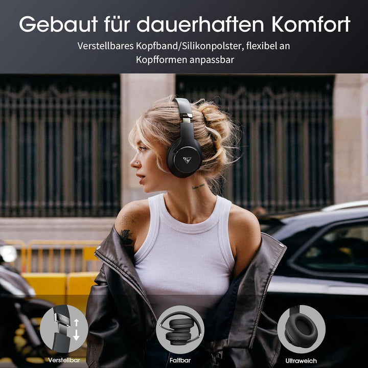 DOQAUS Bluetooth Kopfhörer Over Ear,90H Spielzeit Bluetooth 5.3 Kabellose Kopfhörer mit Mikrofon mit