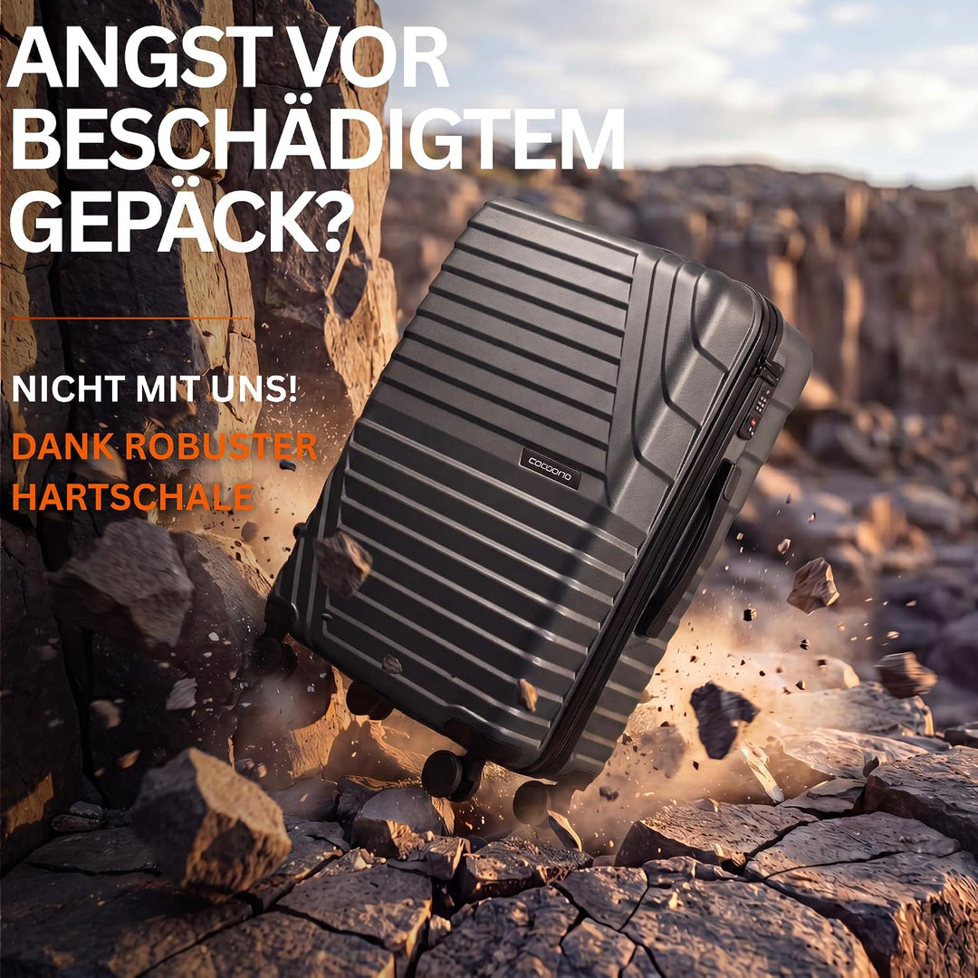 COCOONO Hartschalenkoffer Mittelgross – 60L - 67L Volumen – 8 Rollen 360° drehbar – Leichter ABS Kof