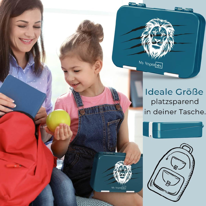 My Vesperbox® Brotdose für Kinder mit Fächern [LEN] - Lunchbox mit Trennfächern - Bento Box - Jausen