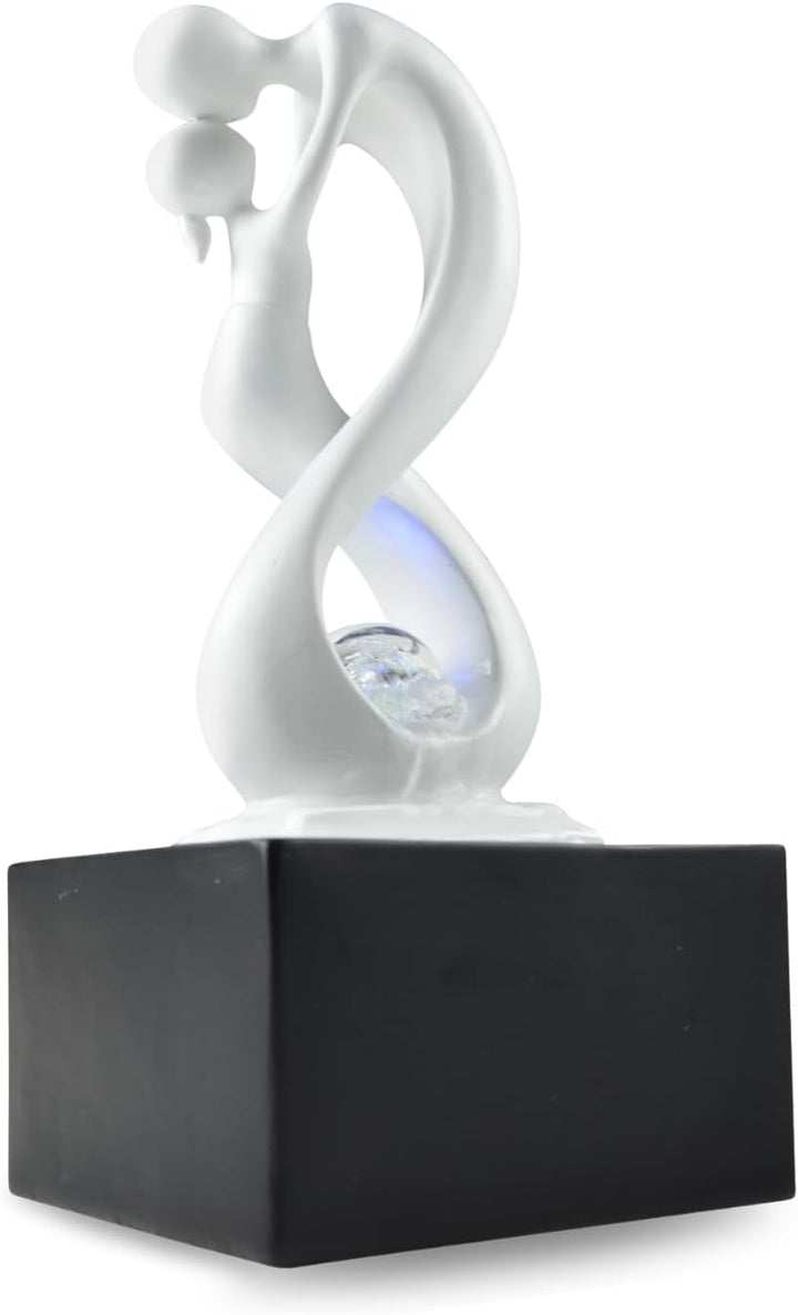 Zen'Light - Moderner Zimmerbrunnen Amor Schwarz&Weiss mit Farbigem LED-Licht - Abnehmbare Skulptur -