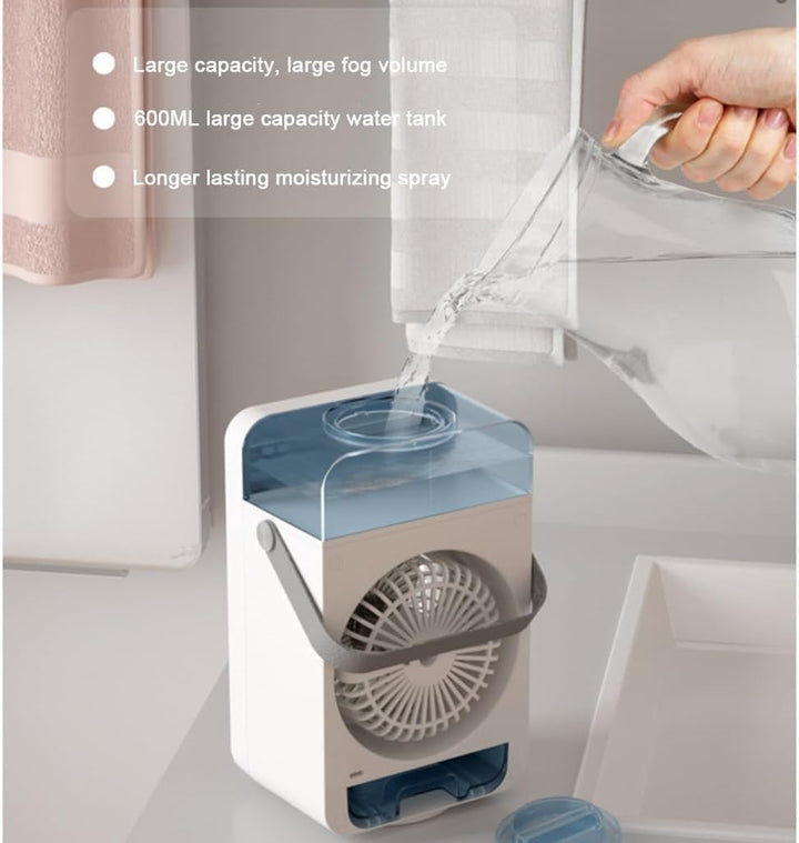 HoldOneLight tragbare Klimaanlage, Verdunstungskühler, 4 Geschwindigkeitsstufen, 600 ml Wassertank,