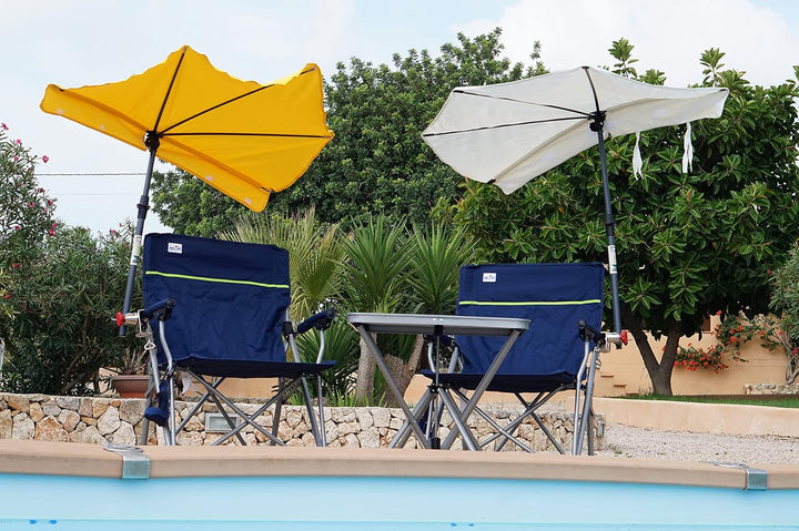 MIT Fächerschirm Weiss Camping- Reise -Set Holly' S JUBILÄUMSET - 2 FALTSTÜHLE + 1 KLAPPTISCH + TRAG