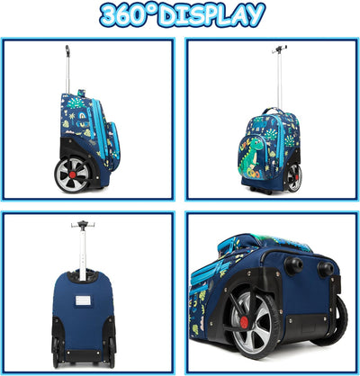 HTgroce Trolley Rucksack, Kinder Trolley Schultasche mit Rollen Trolley Schultrolly Schulrucksack mi