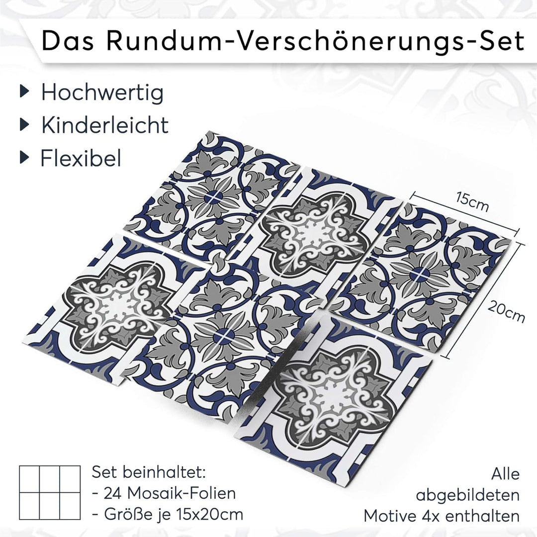 CREATISTO Mosaik-Fliesen Fliesensticker Fliesenfolie - Klebefolie Aufkleber für Wand-Fliesen I Klebe