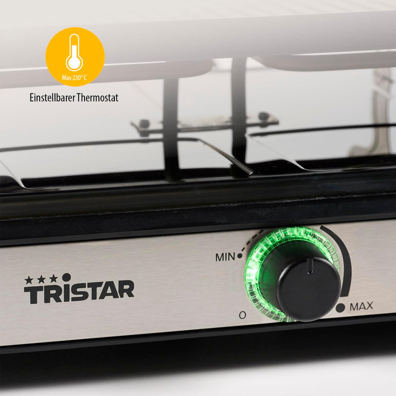 Tristar Raclettegerät RA-2748 – 3-in-1 – Raclette/Kochstein/Grill/Teppanyaki – Für 8 Personen – 1400