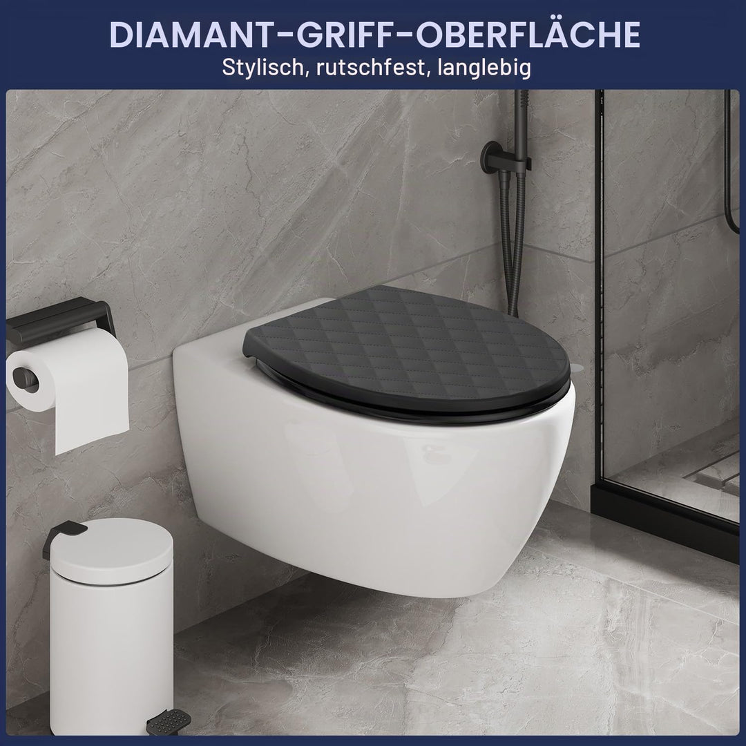 YEAUPE PRO Toilettendeckel mit Absenkautomatik O Form, WC-Sitz mit Quick-Release-Funktion und Softcl
