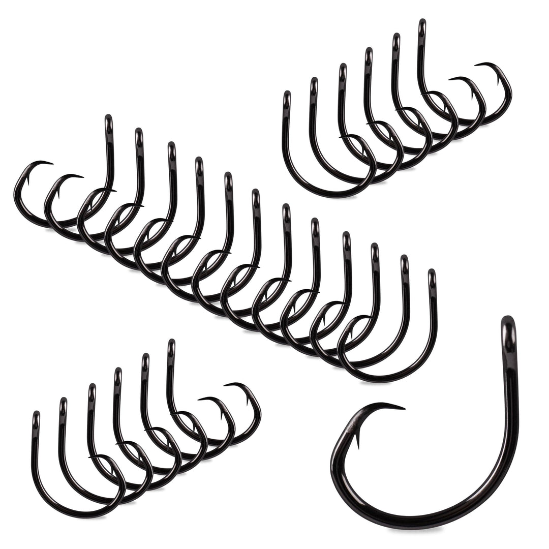 Mustad Demon Perfect Circle Haken, in-line Schwarz Nickel 8/0 3x stark, Schwarz Nickel 8/0 3x stark