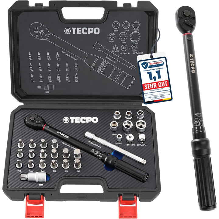 TECPO Motorrad Drehmomentschlüssel Set 3/8" 5-60Nm Schlüssel feine Abstufung, 3/8" 5-60Nm