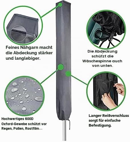 PATIO PLUS Schutzhülle für Wäschespinne, Wasserdicht Schutzhülle für Ampelschirme mit hochdichter Ox