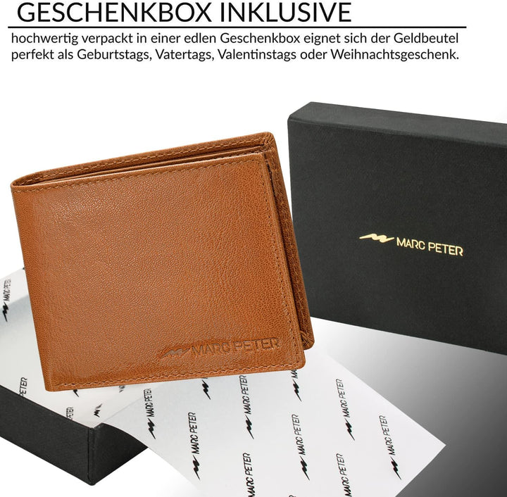 Marc Peter Oslo Geldbörse Herren Leder Rustikale Bräune mit RFID Schutz I Echtleder Portemonnaie Gro