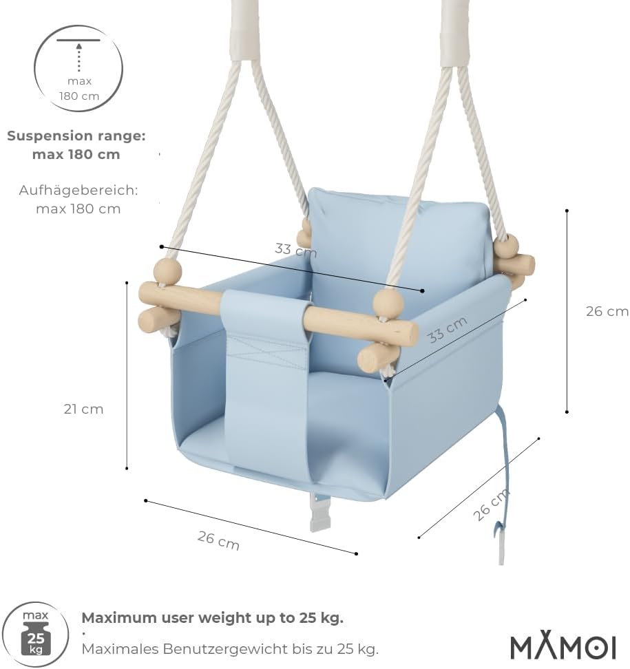 MAMOI® Babyschaukel, Baby schaukel Indoor, Kinderschaukel aus Holz, Holzschaukel für Kinder, Schauke
