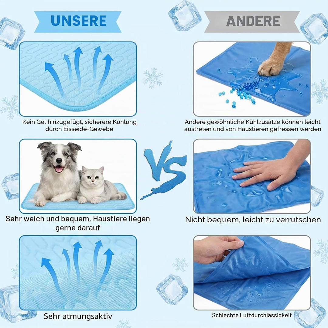 JIEBAO Kühlmatte Hunde, 70 * 50cm Selbst Kühlende Matte für Hunde Katzen, Waschbar Kühlmatte Hund, K