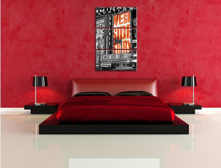 Pixxprint Programm des berühmten Broadway's als Leinwandbild/Grösse: 3 Teilig (120x80) cm/Wandbild/K