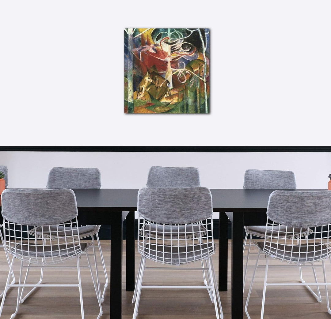 Printed Paintings Leinwand (70x70cm): Franz Marc - Rehe im Wald I (1913) 70x70 cm, 70x70 cm