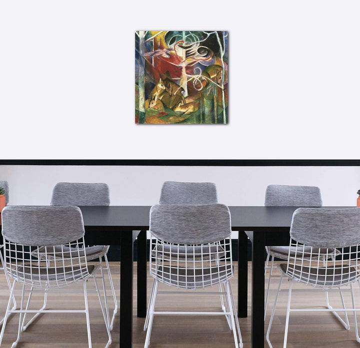Printed Paintings Leinwand (70x70cm): Franz Marc - Rehe im Wald I (1913) 70x70 cm, 70x70 cm