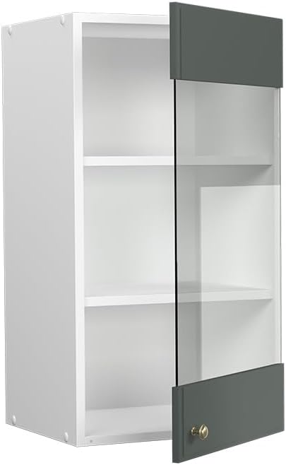 Vicco Küchenschrank Glas Fame-Line, Grün-Gold Landhaus/Weiss, 40 cm Grün-gold Landhaus Hängeglasschr