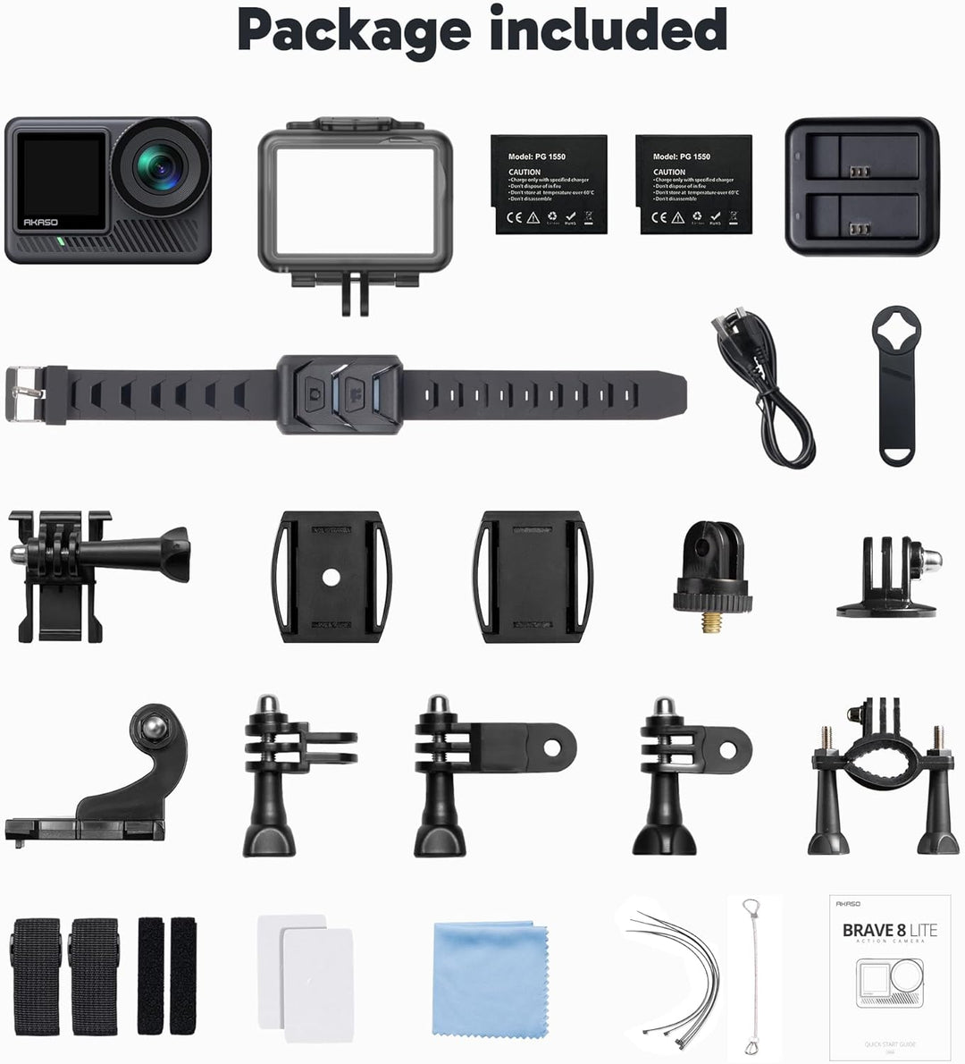 AKASO Action Cam 4K60FPS-Unterwasserkamera 20MP 60M Wasserdicht SuperSmooth Stabilisierung EIS 4.0,W
