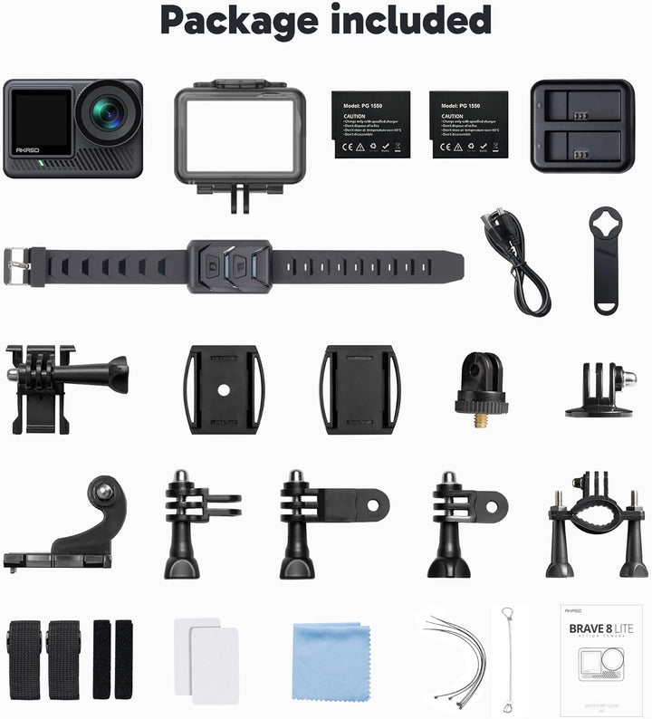 AKASO Action Cam 4K60FPS-Unterwasserkamera 20MP 60M Wasserdicht SuperSmooth Stabilisierung EIS 4.0,W