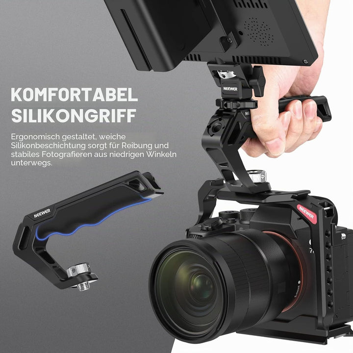 NEEWER Top Handle Oberer Kameragriff mit 3/8" ARRI Locating Schraube, komfortabler Silikongriff mit