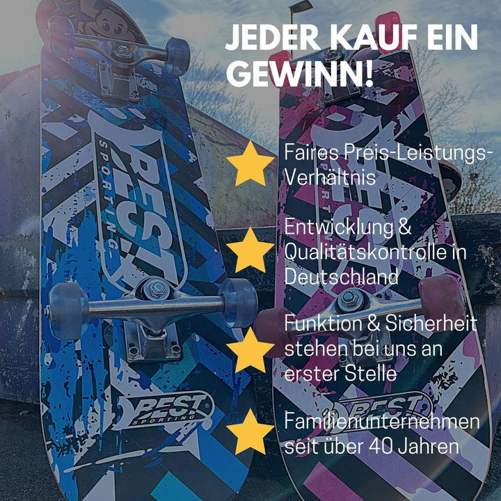Best Sporting Skateboard I Skate-Board mit ABEC 3 oder ABEC 7 Kugellager I hochwertige Skateboards a