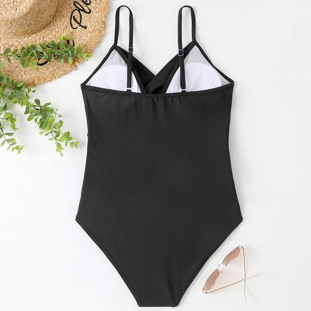 SUGSHYN Badeanzug Damen Sexy V Ausschnitt Schwimmanzug Bauchweg Bademode Push Up Swimming Suits Wome