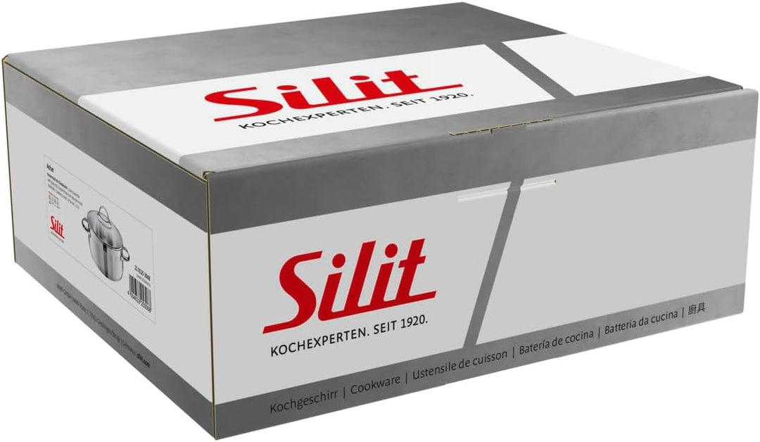 Silit Achat Kochtopf 24cm, Glasdeckel, Bratentopf 4,1l, Edelstahl poliert, Topf Induktion, unbeschic