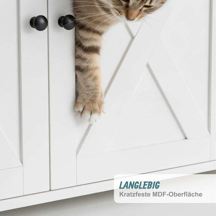 Relaxdays Katzenschrank für Katzentoilette, Separate Trennwand, Eingang, Katzenklo verstecken, HBT: