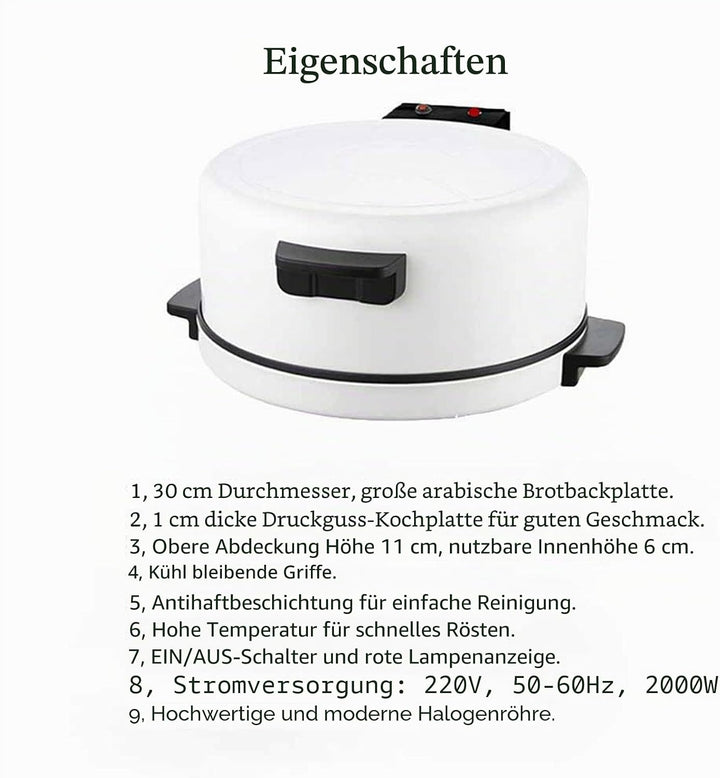 Pizza-Maker, 11,8-Zoll-Pizzamaschine, Neu Verbesserter Cool-Touch-Griff, Antihaftbeschichtete Platte