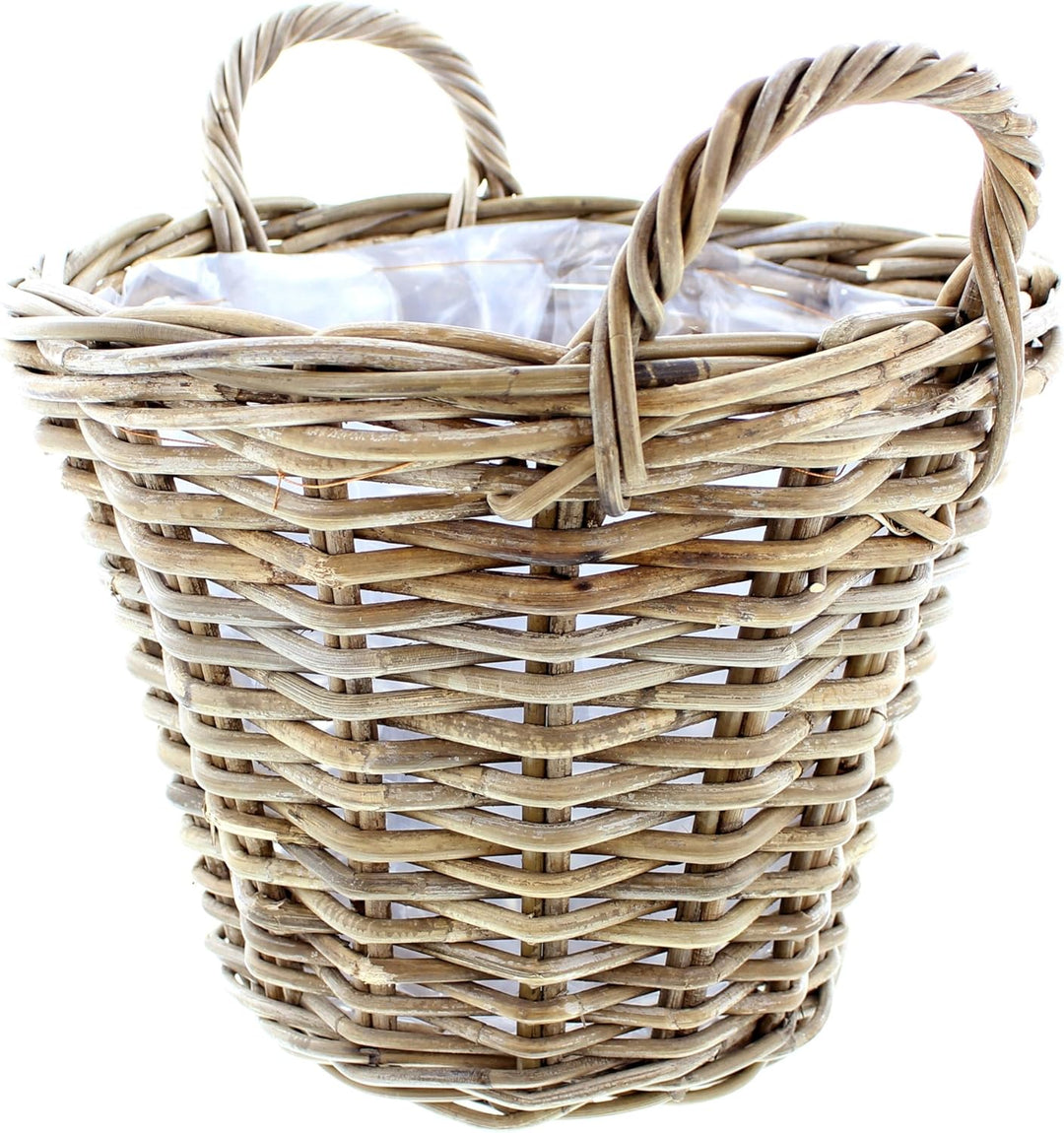 Rattankorb, Pflanzkorb "Rattan", gross mit Griffe ca. Ø 40 x 30 cm