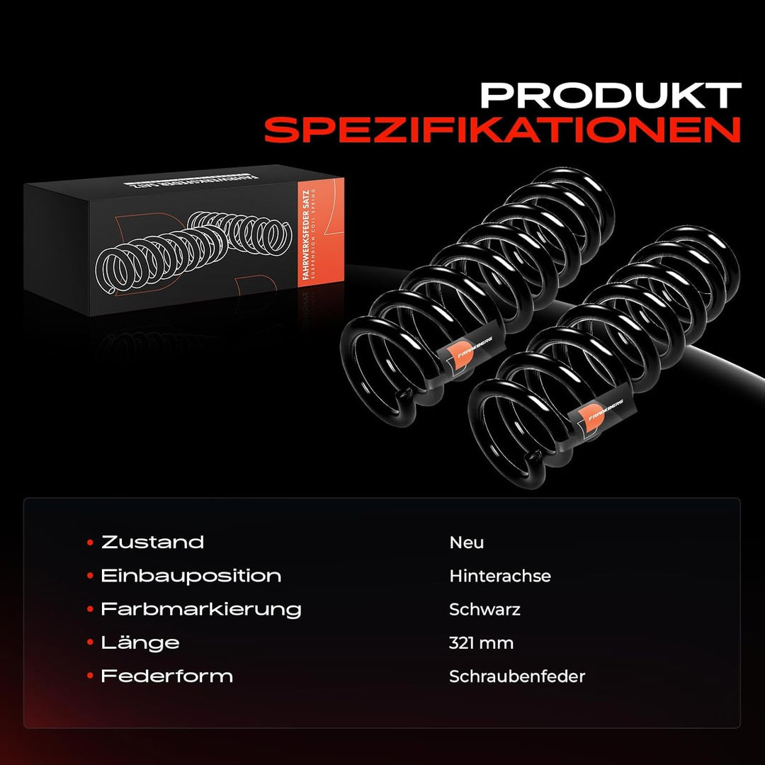 Frankberg 2x Federn Fahrwerksfeder Hinterachse Kompatibel mit 3er F30 F80 2011-2018 4 Coupe F32 F82