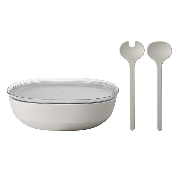 Mepal – Salat-Set Silueta – Servierschale mit Deckel (4000 ml) mit Salatbesteck (28,5 cm) – Outdoor-