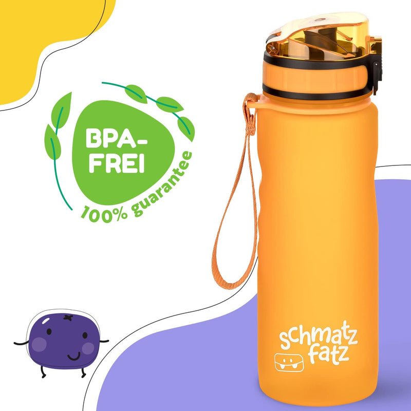 schmatzfatz Trinkflasche Kinder Auslaufsicher 0,5L, Sport Trinkflasche Schule zum Wandern & Fitnesss