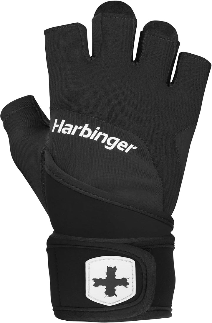 Harbinger Training Grip Wristwrap Gloves, Heavy Lifting Gloves for More Palm Protection and Wrist St