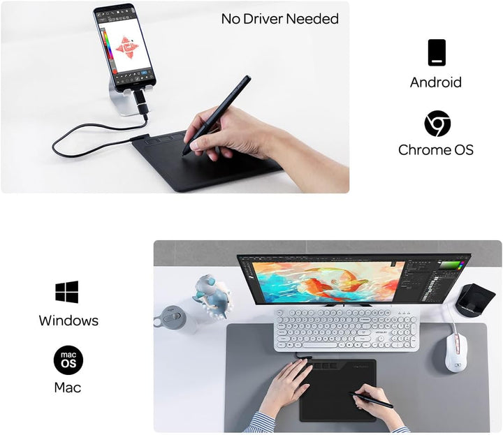 GAOMON S620 Stifttablett mit 4 Tasten und Stift, geeignet für Remote Arbeiten & Lernen, Ideal für OS
