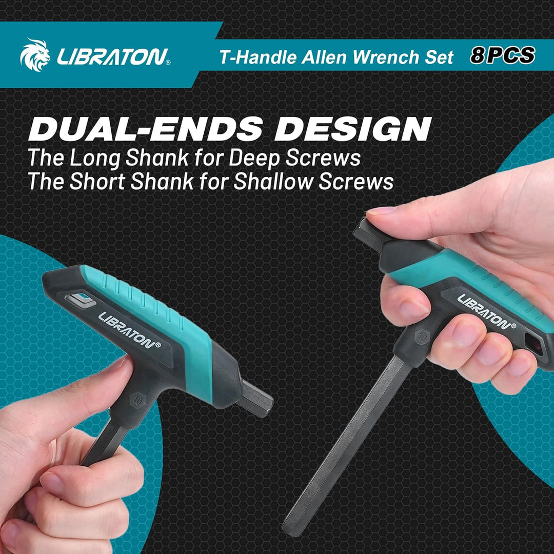 LIBRATON T-Griff Schlüssel-Satz, Metrisch T Griff Schraubendreher Set, 2,0 mm-10 mm T-GrifInnensechs