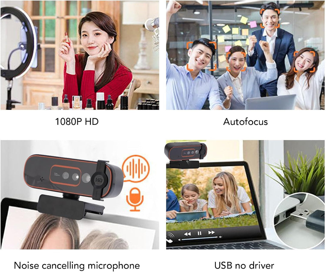 XUMIUZIY 1080P 30FPS Webcam mit Hello, Gesichtserkennungs Webcam mit privater Abdeckung, integrierte