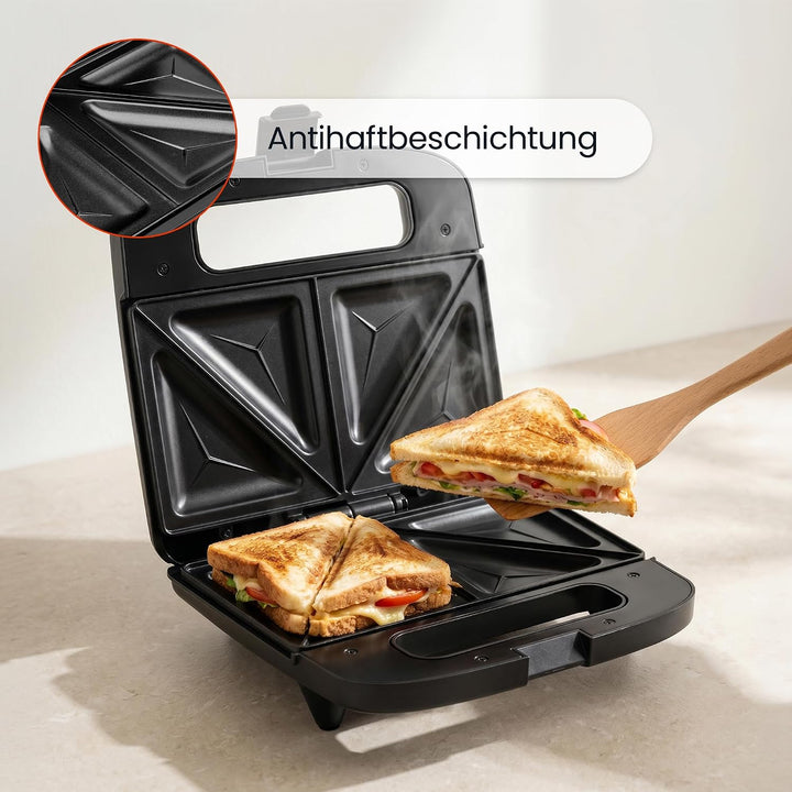 EasyBite Toaster, Sandwichmaker, Sandwich, Antihaftbeschichtung, 1000W, Dreiecke, Schwarz