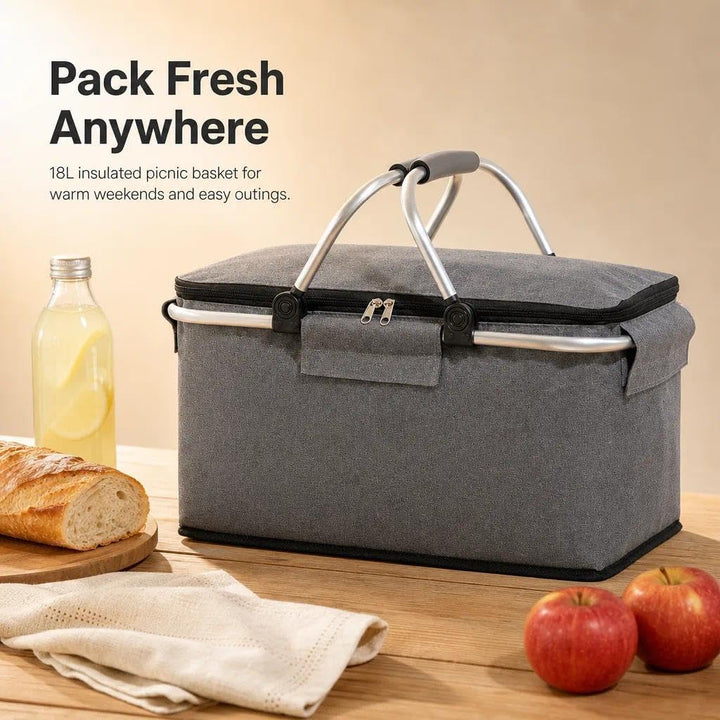 Einkaufskorb Faltbar, Einkaufskorb mit Kühlfunktion, Thermo als Picknickkorb, Tragekorb, für Picknic