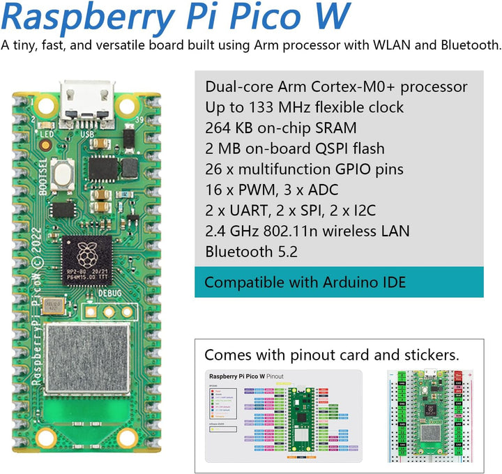 Freenove Super Starter Kit for Raspberry Pi Pico W (Included), Dual-core Arm Cortex-M0+ Microcontrol