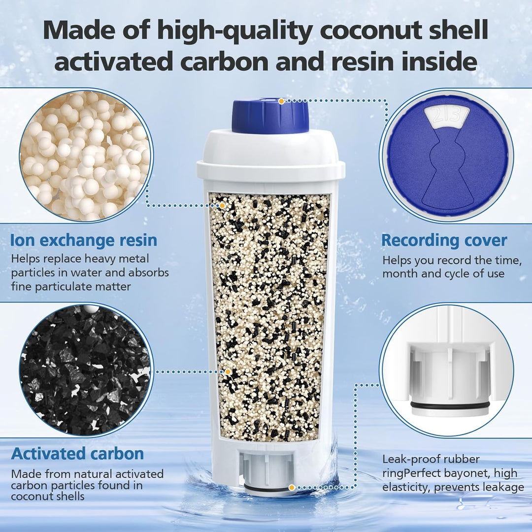 DLSC002 Water Filter for DeLonghi Coffee Machine, Water Filter Replacement Compatible with De'Longhi