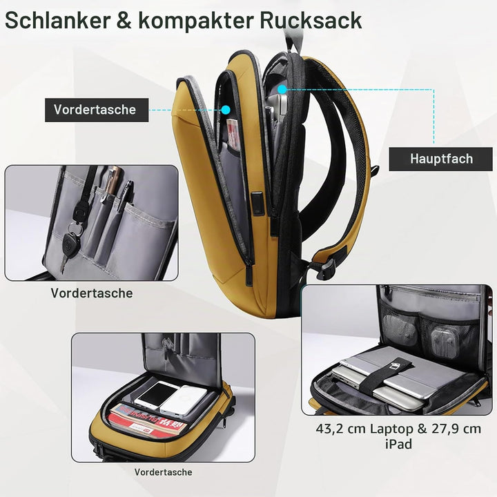Laptop Rucksack Herren 17 Zoll wasserdichter erweiterbarer Reiserucksack Handgepäck Laptoptasche Tag